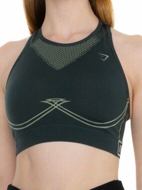 Seamless High-Neck Sports Bra - Green gymshark sz s